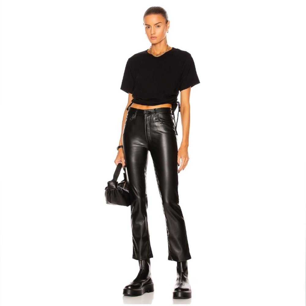 Mother The Insider Ankle Faux Leather Black Ants Sz 27